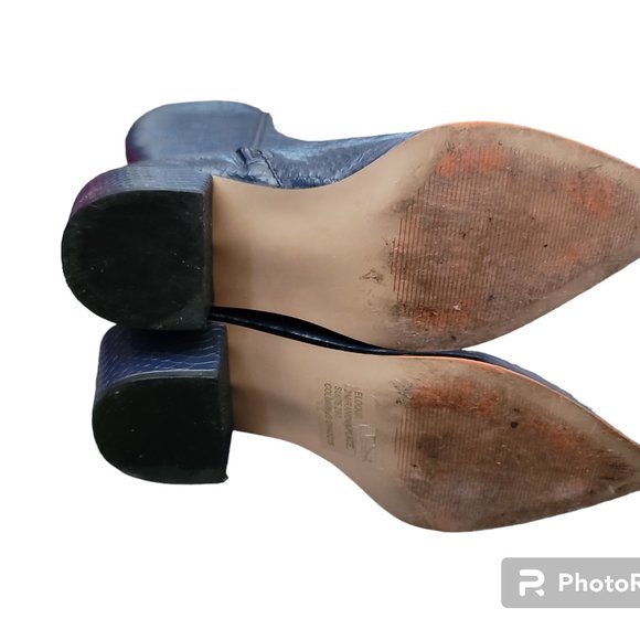 Eloquii Women Navy Glimmer Faux Croc Embossed Boots Size 9W Wide Calf - Picture 15 of 15